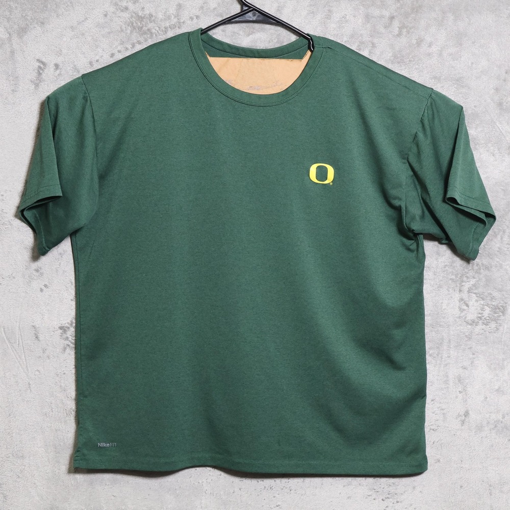 Vintage Nike Oregon Ducks T-Shirt Mens Large Green Short Sleeve NikeFIT Team Y2K